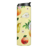 Pompoen, chrysant: herfst fruit illustratie. thermosbeker (Gedraaid links)