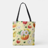 Pompoen, chrysant: herfst fruit illustratie. tote bag (Achterkant)