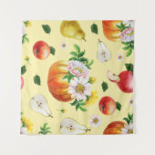 Pompoen, chrysant: herfst fruit illustratie. wandkleed (Voorkant (horizontaal))