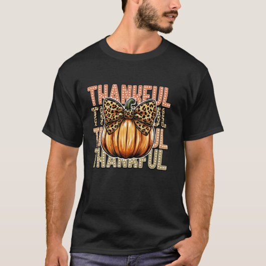 Pompoen Coquette Bow Dankbaar Dankbare Thanksgivin T-shirt (Voorkant)