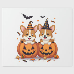 Pompoen Corgi Feest Cadeaupapier