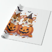 Pompoen Corgi Feest Cadeaupapier (Uitgerold)