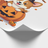 Pompoen Corgi Feest Cadeaupapier (Hoek)