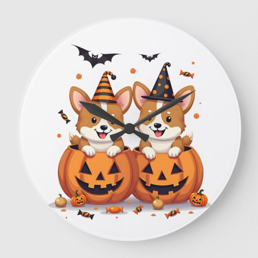 Pompoen Corgi Feest Grote Klok (Voorkant)