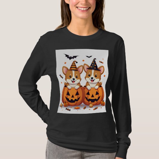 Pompoen Corgi Feest T-shirt (Voorkant)
