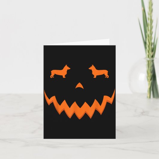 Pompoen Corgi Hond Halloween Gezicht Kaart (Voorkant)