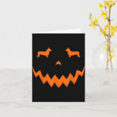 Pompoen Corgi Hond Halloween Gezicht Kaart (Gele Bloem)