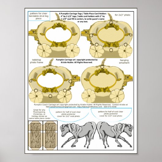Pompoen Cream Coach Dankbaar Trouwtafel Kaart Poster (Voorkant)