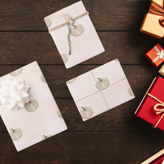 Pompoen crème roze goud roze herfst inpakpapier vel