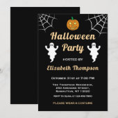 Pompoen Cute Geest Spinneweb Fun Halloween Feestje Kaart (Voorkant / Achterkant)