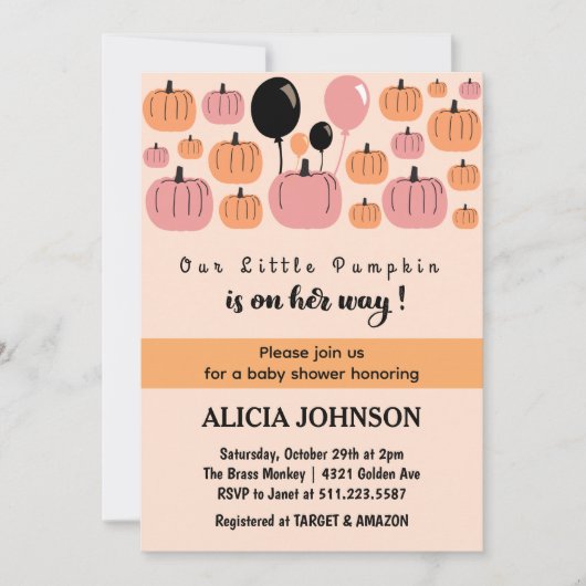 Pompoen Cute Halloween babyshower  Kaart (Voorkant)