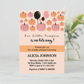 Pompoen Cute Halloween babyshower  Kaart (Staand voorkant)