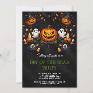 Pompoen Dag van de Doden Halloween Feest Uitnodigi Kaart