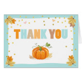 Pompoen Dank je kaart Blue Gold Boy Herfst Autumn (Voorkant Horizontaal)