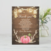 Pompoen Dank u Kaart Rustieke Herfst Baby shower (Staand voorkant)
