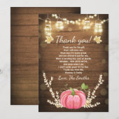 Pompoen Dank u Kaart Rustieke Herfst Baby shower (Voorkant / Achterkant)