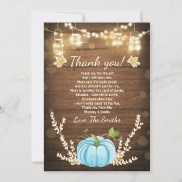 Pompoen Dank u Kaart Rustieke Herfst Baby shower