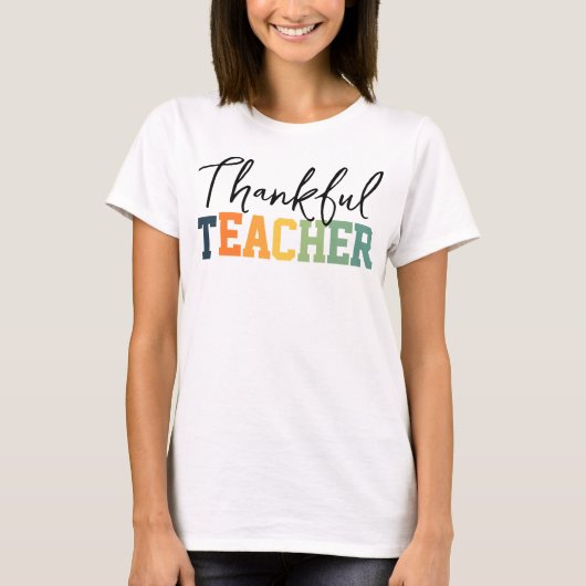 Pompoen Dankbaar Docent Shirt, Herfst Vibes Teache T-shirt (Voorkant)