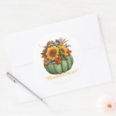 Pompoen dankbaar hart ronde sticker (Envelop)