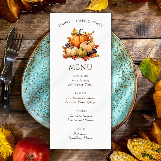 Pompoen Dankbaar Thanksgiving Diner Menu