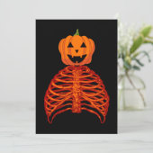 pompoen de skelet halloween kaart (Staand voorkant)