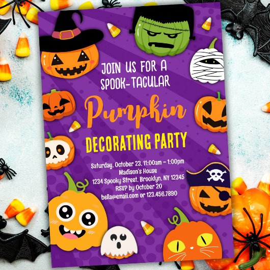 Pompoen Decorating Party uitnodiging voor kinderen