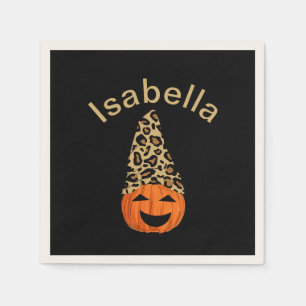 Pompoen die een luipaard Pet dragen Servet