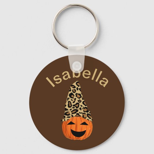 Pompoen die een luipaard Pet dragen Sleutelhanger (Voorkant)
