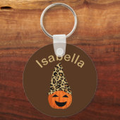 Pompoen die een luipaard Pet dragen Sleutelhanger (Voorkant)