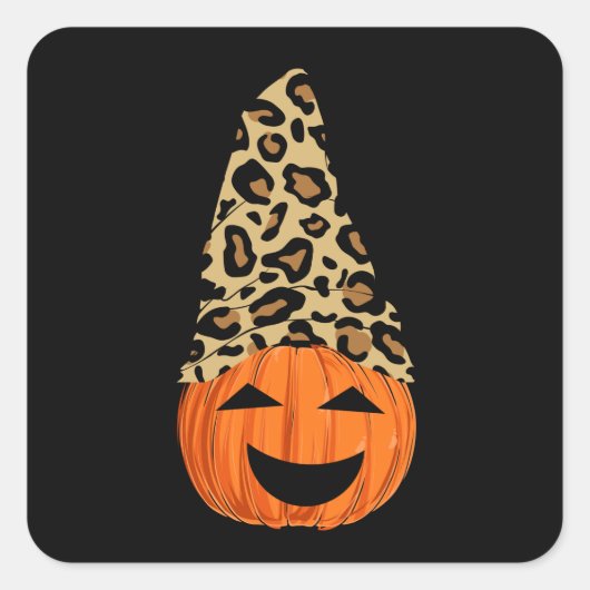 Pompoen die een luipaard Pet dragen Vierkante Sticker (Voorkant)