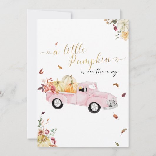 Pompoen Dierlijke Zwangerschap Herfst Baby shower Kaart (Achterkant)