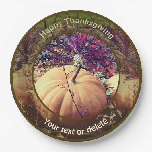 Pompoen Display Gepersonaliseerde Herfst Thanksgiv Papieren Bordje (Voorkant)
