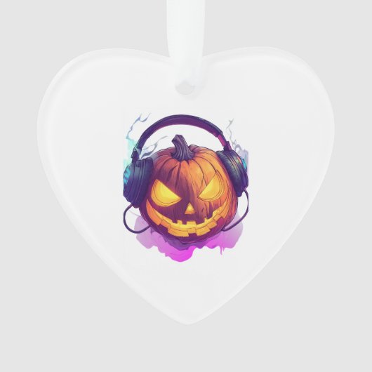 Pompoen DJ Feest Ornament (voorkant)