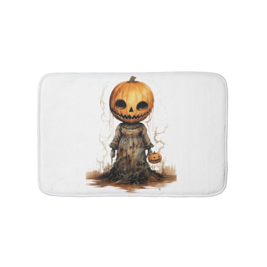 Pompoen Doll Halloween Sticker Badmat (Voorkant)