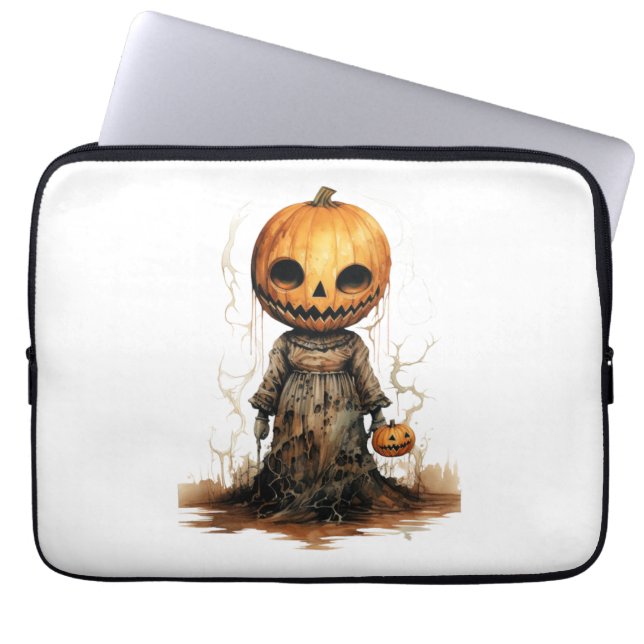 Pompoen Doll Halloween Sticker Laptop Sleeve (Voorkant)