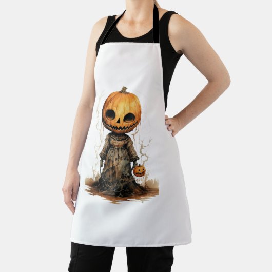 Pompoen Doll Halloween Sticker Schort (Insitu)