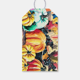 Pompoen & Donkere Bessen, Herfst, Thanksgiving Cadeaulabel