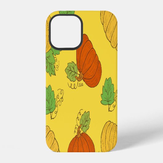 Pompoen Doodle: Handgetekende Naadloze Patroon iPhone Hoesje (Achterkant)