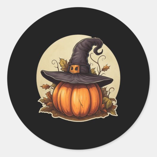 Pompoen Dragen Heks Pet Kostuum Halloween Ronde Sticker (Voorkant)