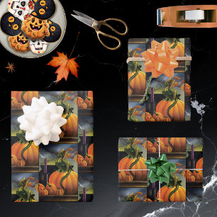 Pompoen Dragon Cauldron Halloween Inpakpapier Vel