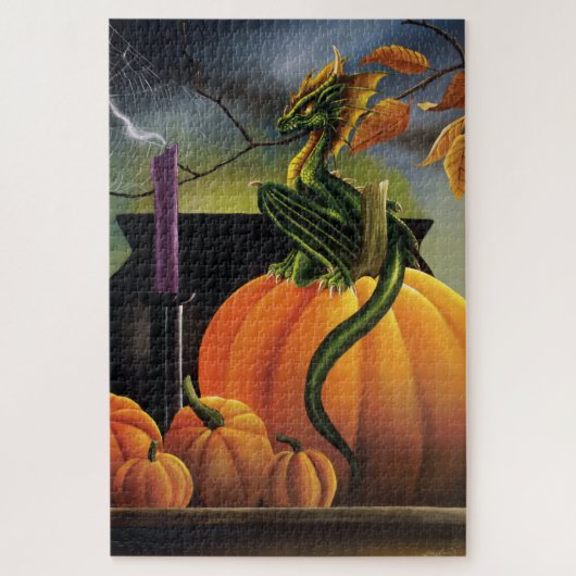 Pompoen Dragon Cauldron Halloween Legpuzzel (Verticaal)