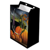 Pompoen Dragon Cauldron Halloween Medium Cadeauzakje (Voorkant Gekanteld)