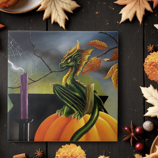 Pompoen Dragon Cauldron Halloween Tegeltje