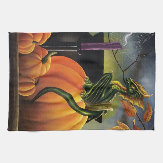 Pompoen Dragon Cauldron Halloween Theedoek (Horizontaal)