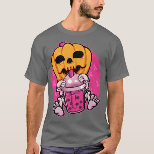 Pompoen Drink Boba Breast Cancer Awareness Pink T-shirt