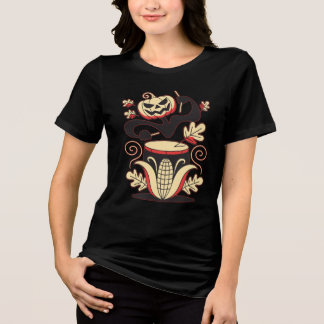 Pompoen Drummer Halloween Tri-Blend Shirt