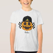 Pompoen Dude Peuter Retro Boys Halloween Herfst Tri-Blend Shirt (Voorkant)