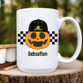 Pompoen Dude Retro Pattern Boys Herfst Halloween Koffiemok