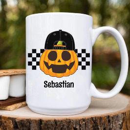 Pompoen Dude Retro Pattern Boys Herfst Halloween Koffiemok