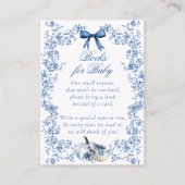 Pompoen Dusty Blue Toile Bloemen Boek Baby shower Informatiekaartje (Voorkant)